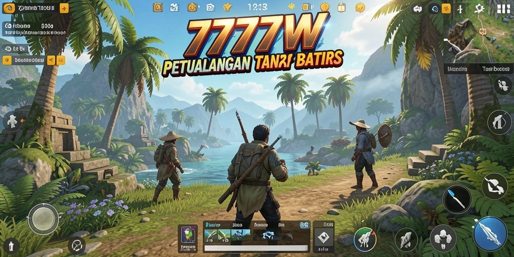 Tangkapan layar gameplay 7777W menunjukkan eksplorasi dunia terbuka yang menarik.