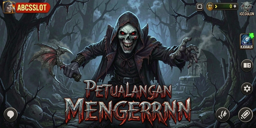 Tampilan gameplay menakutkan dari ABCSLOT yang penuh dengan kegelapan.