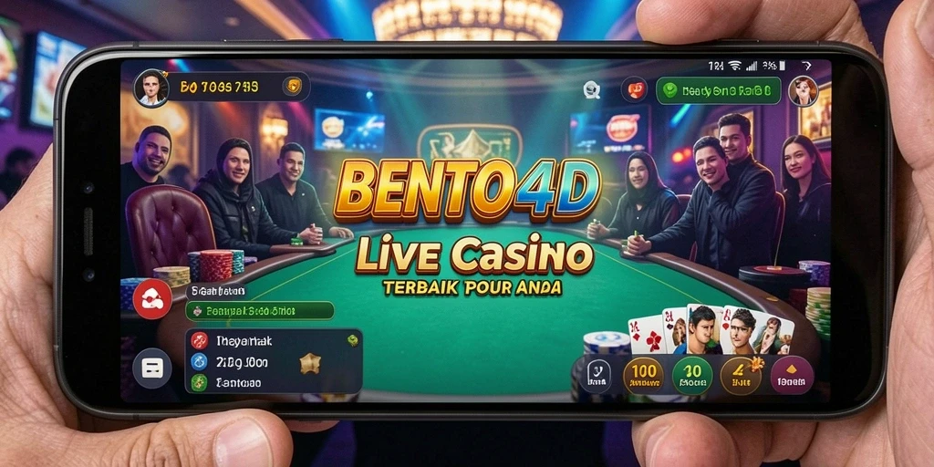 Screenshot BENTO4D yang menampilkan dealer dan permainan langsung.