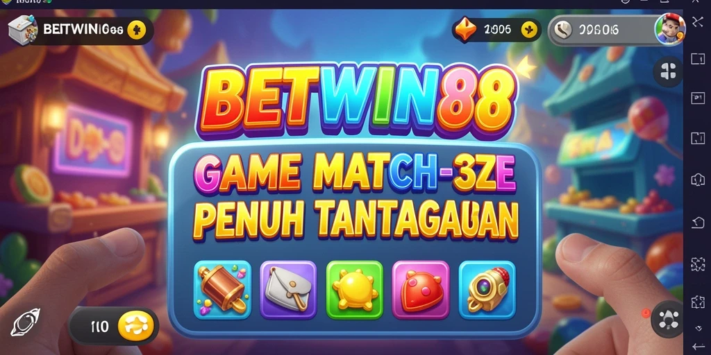 Screenshot gameplay BETWIN88 menampilkan momen seru permainan Match-3.