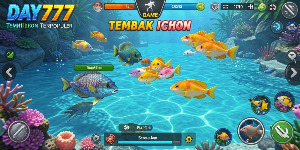 Screenshot utama DAY777 menampilkan aksi seru permainan Tembak Ikan.