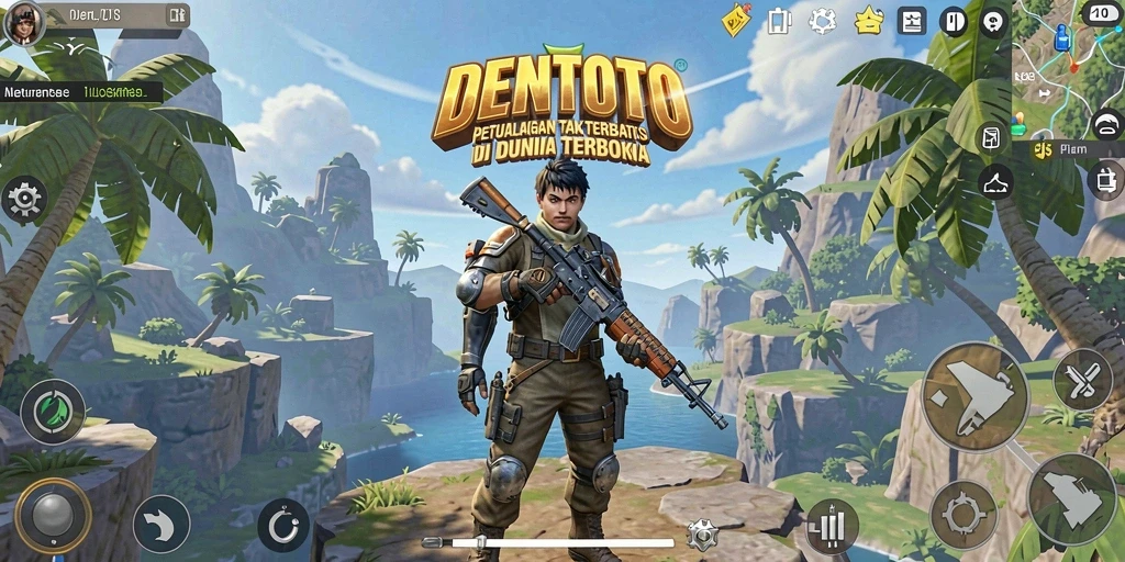 Gameplay DENTOTO yang menampilkan eksplorasi dunia terbuka yang luas.