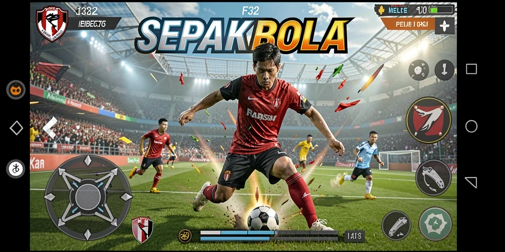 Gameplay F32 yang dinamis dan mendebarkan dalam pertandingan sepak bola.