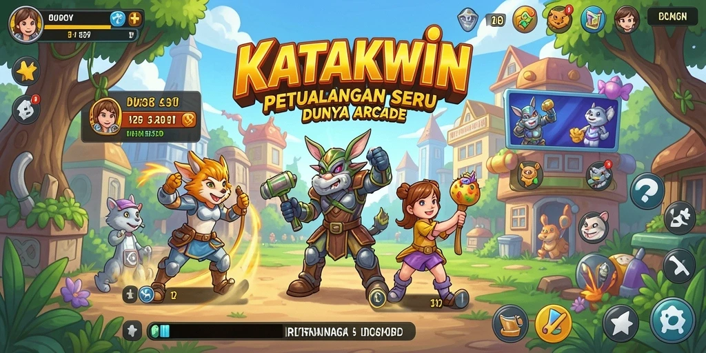 Screenshot menampilkan gameplay arcade KATAKWIN yang seru dan penuh tantangan.