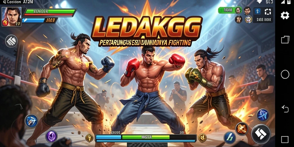 Screenshot gameplay LEDAKGG menampilkan aksi pertarungan yang intens.