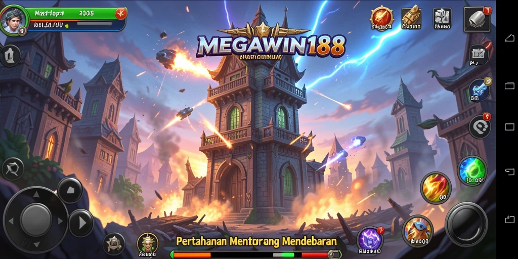 Tangkapan layar MEGAWIN188 memperlihatkan aksi gameplay Tower Defense yang mendebarkan.