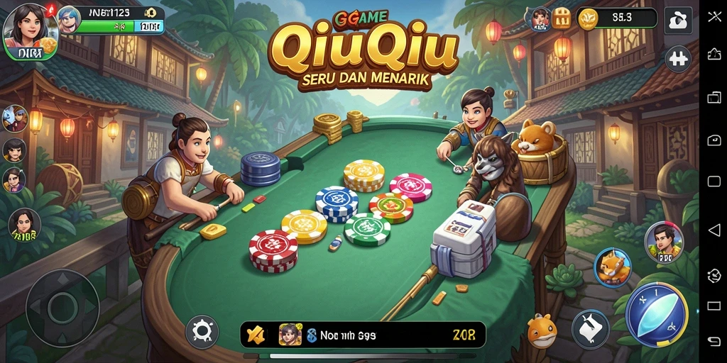 Tampilan permainan QiuQiu yang dinamis dan menarik.