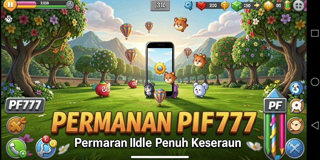 Tangkapan layar utama PF777 menunjukkan gameplay Idle yang menarik dan interaktif.