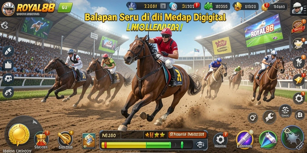 Screenshot gameplay ROYAL88 menampilkan aksi balapan yang mendebarkan.