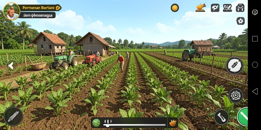 Tampilan gameplay RR89 yang menampilkan aktivitas bertani yang menyenangkan.