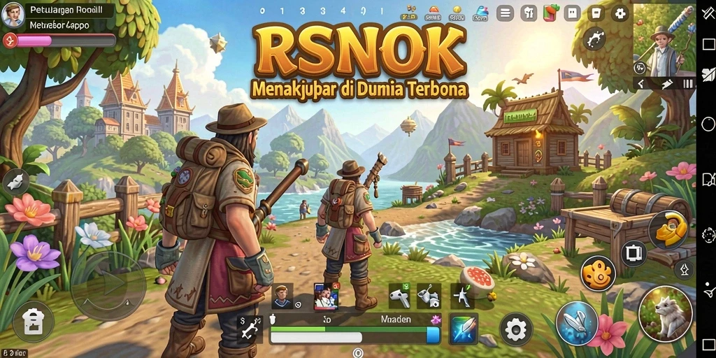 Screenshot gameplay RSNOK menampilkan pemandangan dunia terbuka yang menakjubkan.