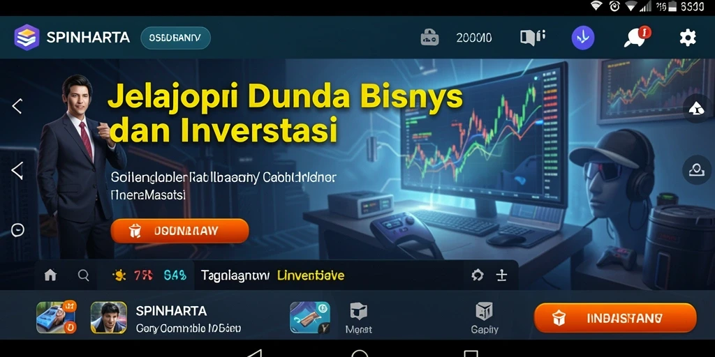 Tampilan gameplay menarik dari SPINHARTA dalam membangun bisnis Tycoon.
